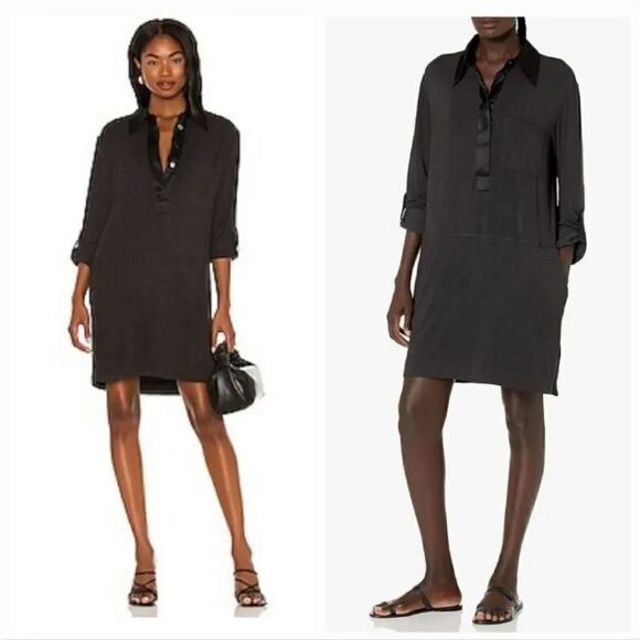 Equipment Revolve Mavea Silk and Modal Jersey Knit Dress in True Black Size S - Picture 1 of 11